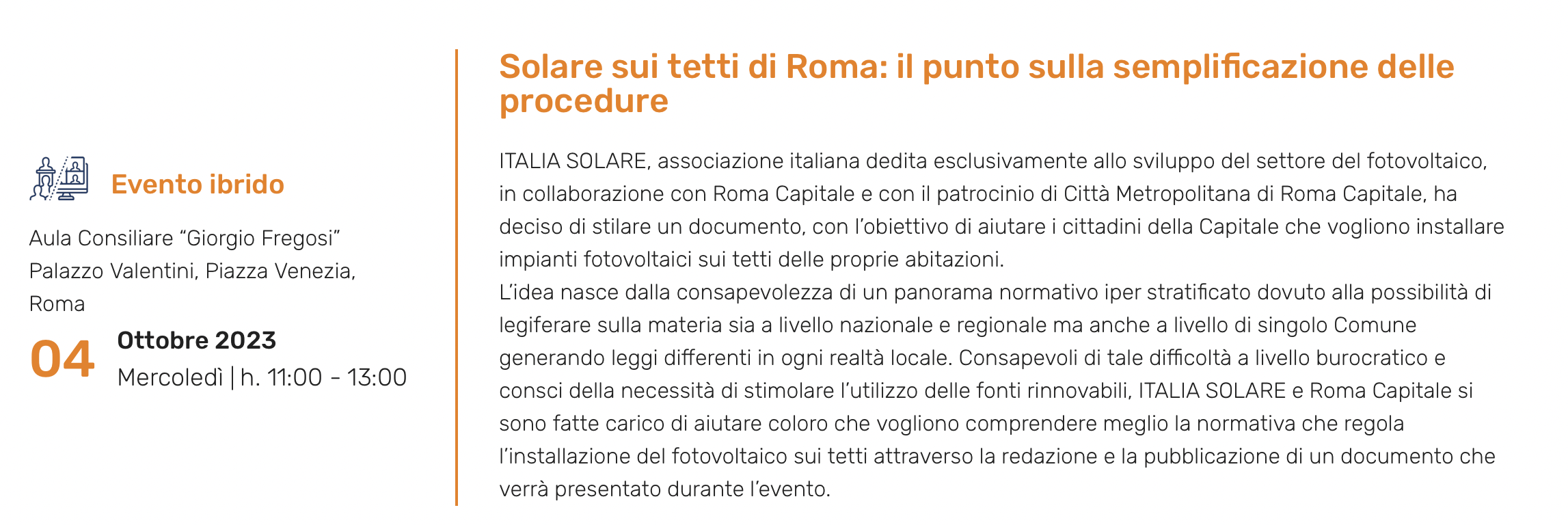 Solare sui tetti di Roma: il punto sulla semplificazione delle procedure